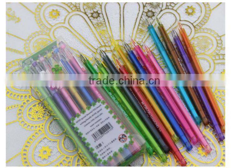 12 colour gel pen set diamond Glitter Gel ink Pen for school student