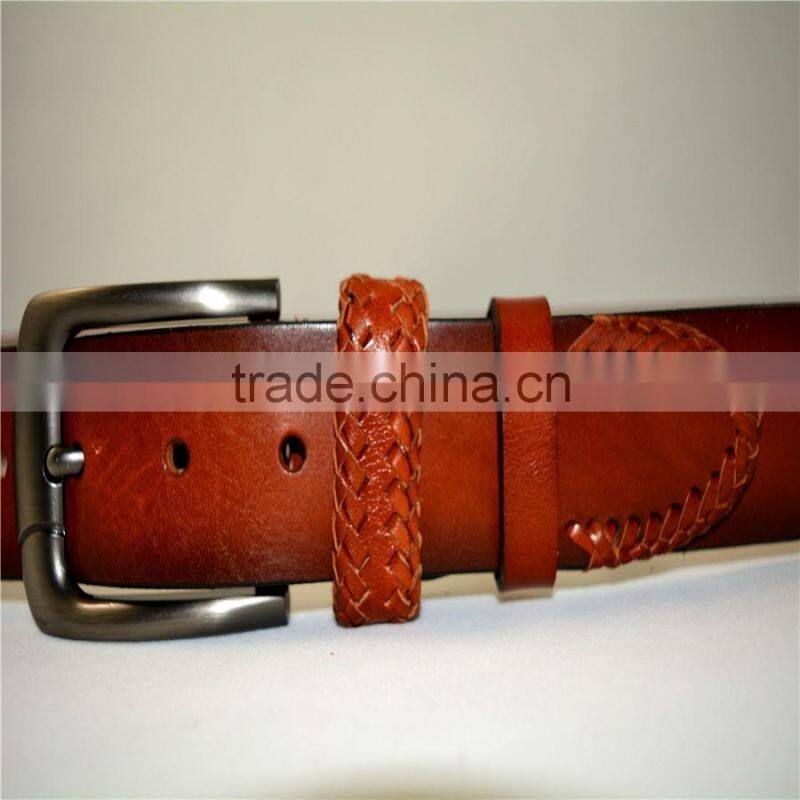 unsex high quality 100% genuine cowhide leather with braid loop belts