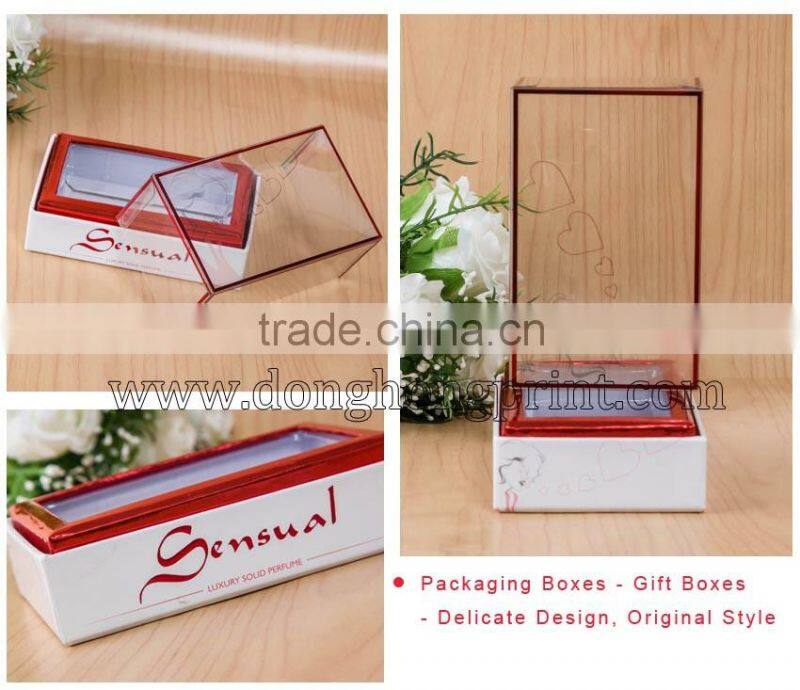 Popular design small cardboard display boxes with clear lid & blister tray