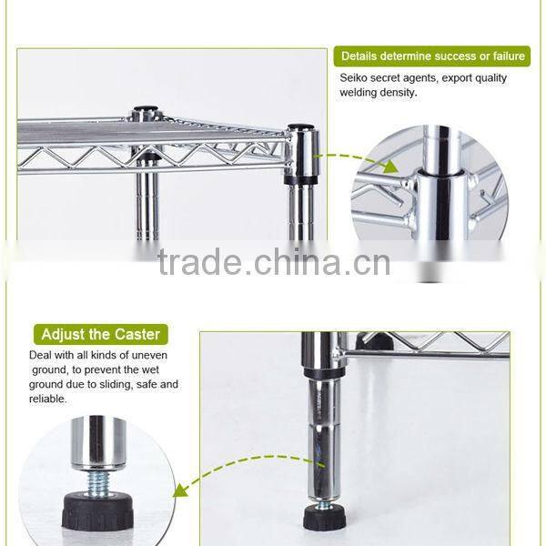 RH-HZM35-06014 movable three layers metal wire shelf Wire shelving rack 550*330*850mm commodity shelf wire mesh cart