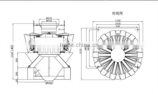 14 heads 2.5L double door electronic weighing scales