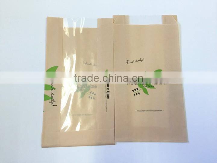 Custom Printed Brown Bread Paper Bags with PP Window