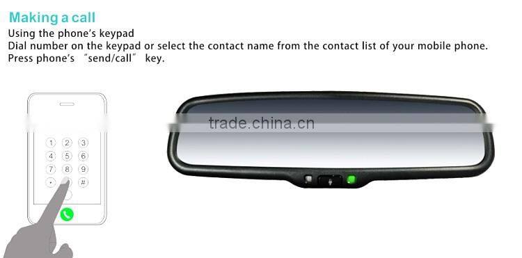 Handsfree car kit Bluetooth Car Rearview Mirror with back up display