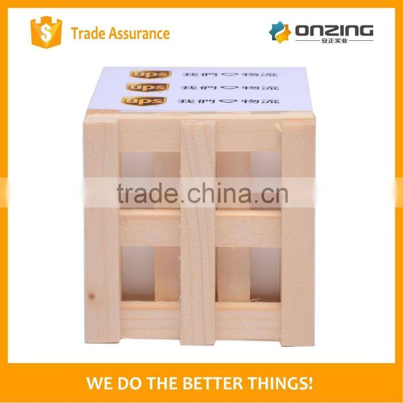 Wood free paper cube shape non-sticky notes pad on wooden pallet