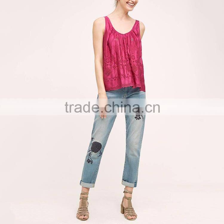 Apparel woman casual mid rise light blue washed embroidered girls jeans