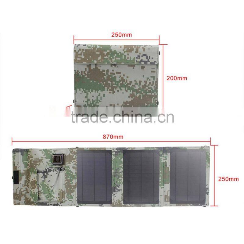 15W Solar Panel Charger with Dual USB Port ,Foldable solar mobile charger