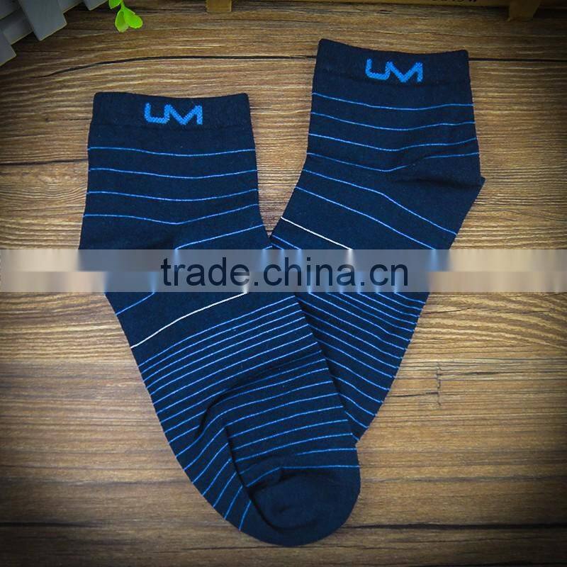 factory wholesale custom cartoon girl stripe dark blue color tight socks cotton for men