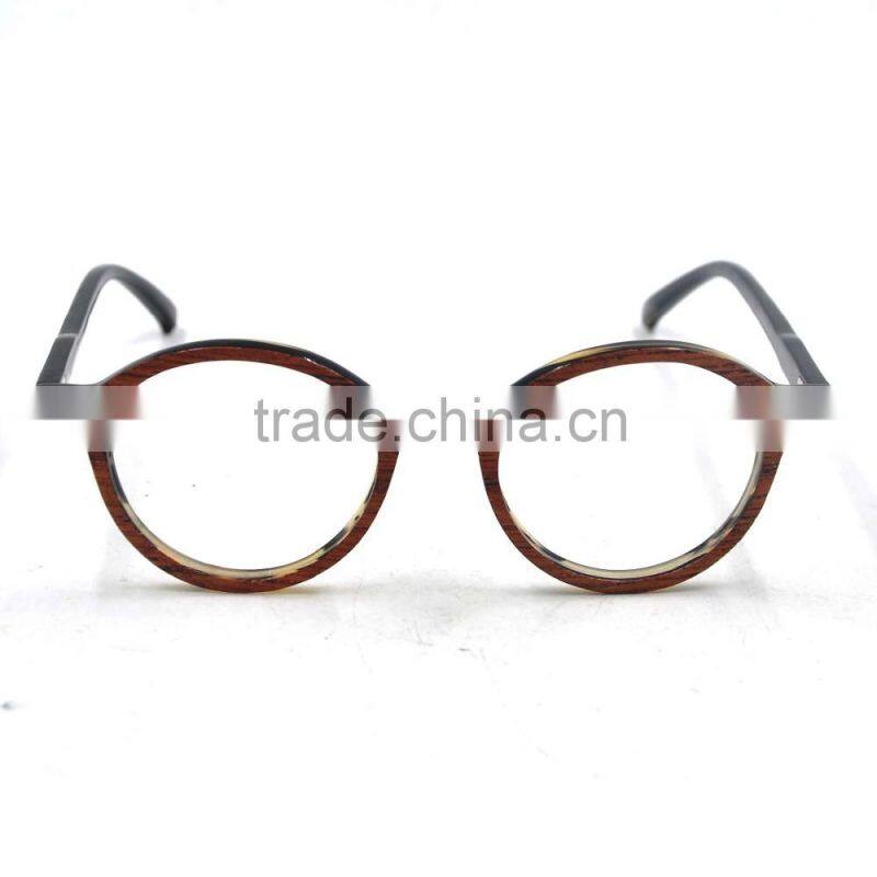 classical circle horn rimmed glasses buffalo horn laminated wooden optical glasses