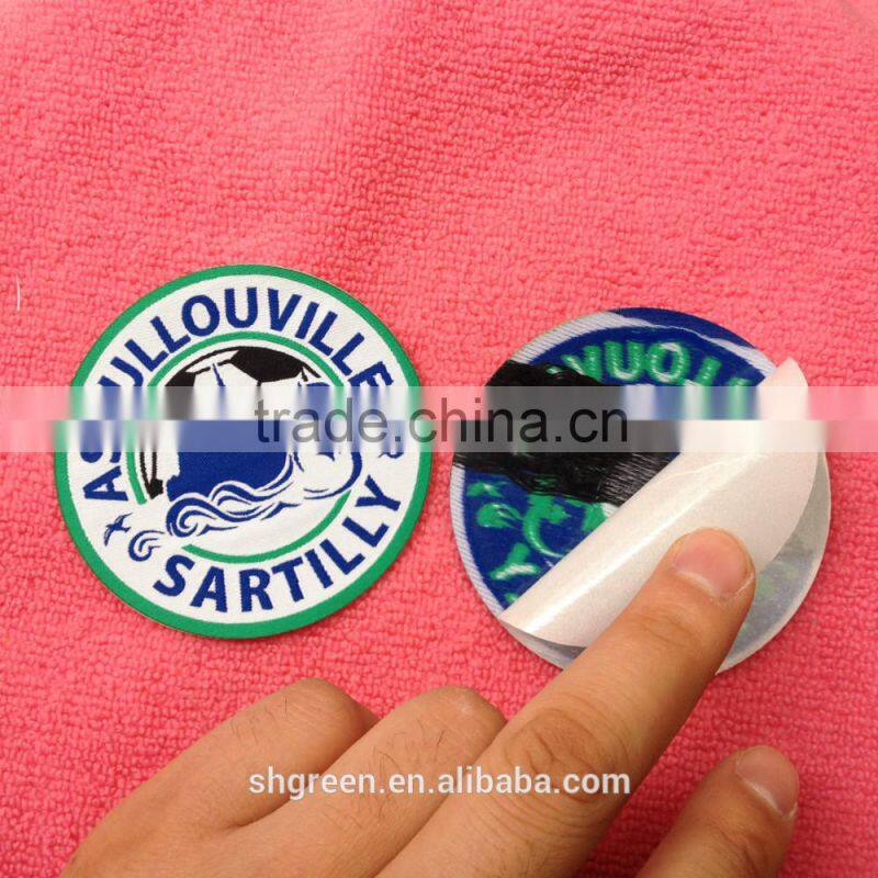 Neat cutting iron on clothing label,woven label with sticky back