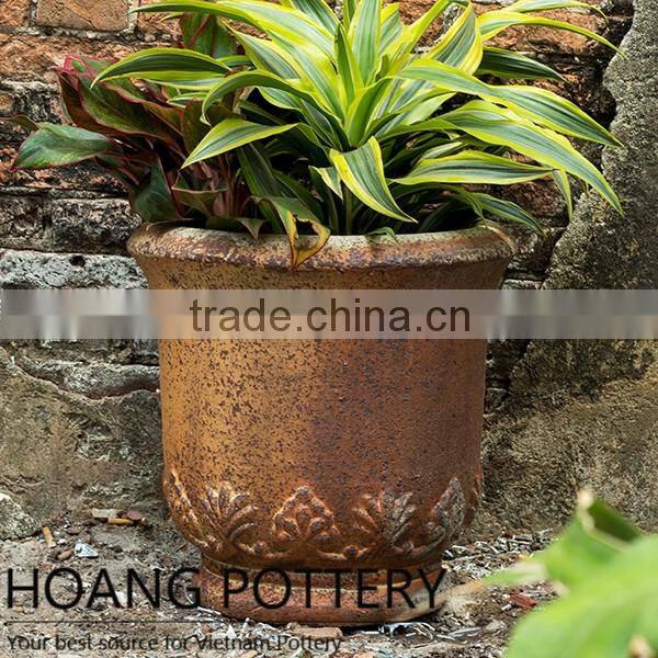 Antique Rustic Flower Pattern Planter