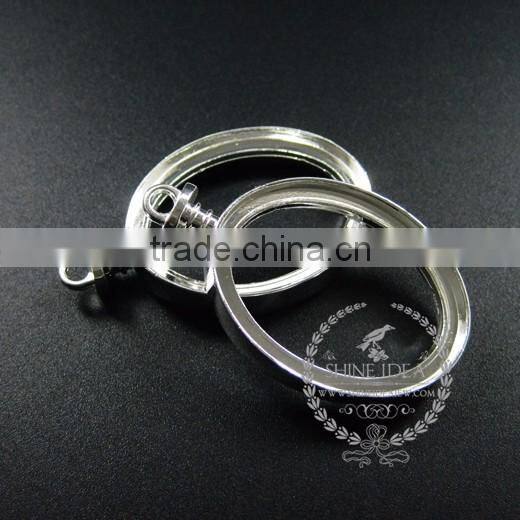 30*40mm silver plated alloy oval photo frame glass pendant charm DIY bezel setting with glass tray jewelry supplies 1820286