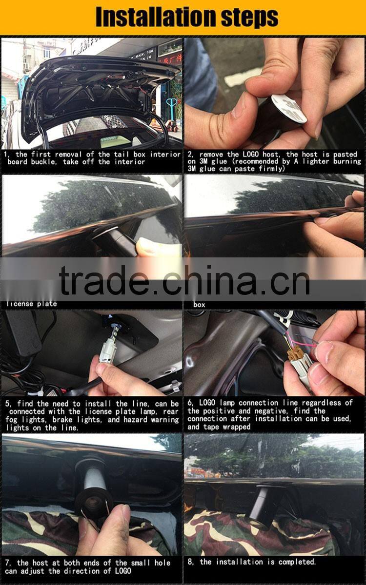 Red Car Led Laser Fog Light Rear Anti-Collision Brake Tail lights Warning Lamp logo brake light