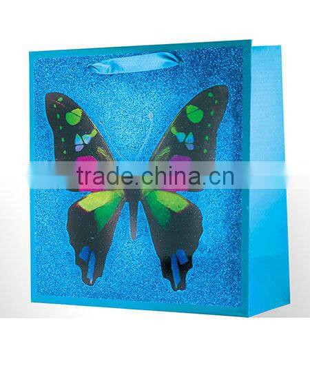 2015 new dsign printing white paper gift bags with ribbon handles