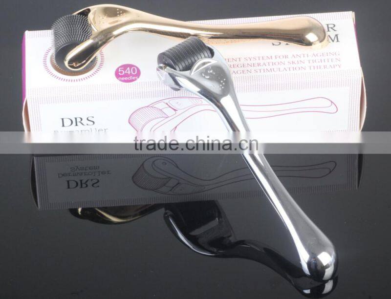 Favorable price 540 needles skin roller,derma roller with Sliver/golden handle -L015
