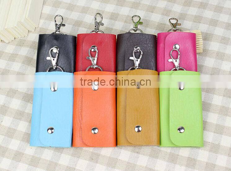2014 New Portable Women Men PU Leather Key Wallets Case Holder Purse Organizer Bag 6 Key Rings for Car Door Drawer Lock Keys
