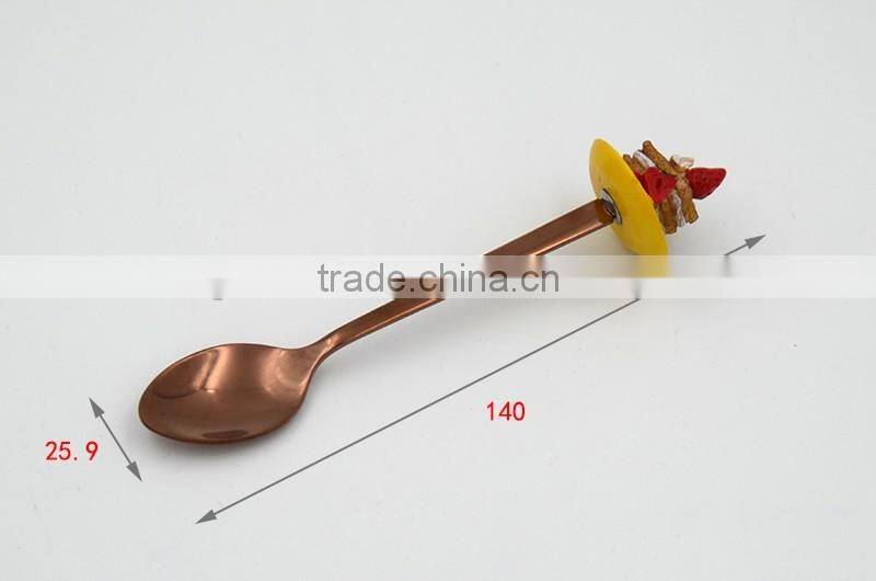 Designed cake head rose gold household stainless spoon and fork set