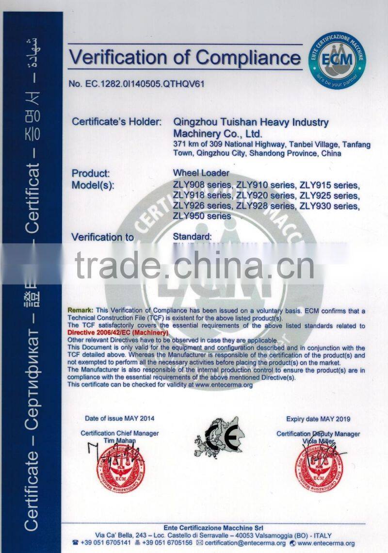 CONSTRUCTION MACHINERY 1.8 TON WHEEL LOADER WITH WEICHAI CHANGCHAI XINCHAI DIESEL ENGINE