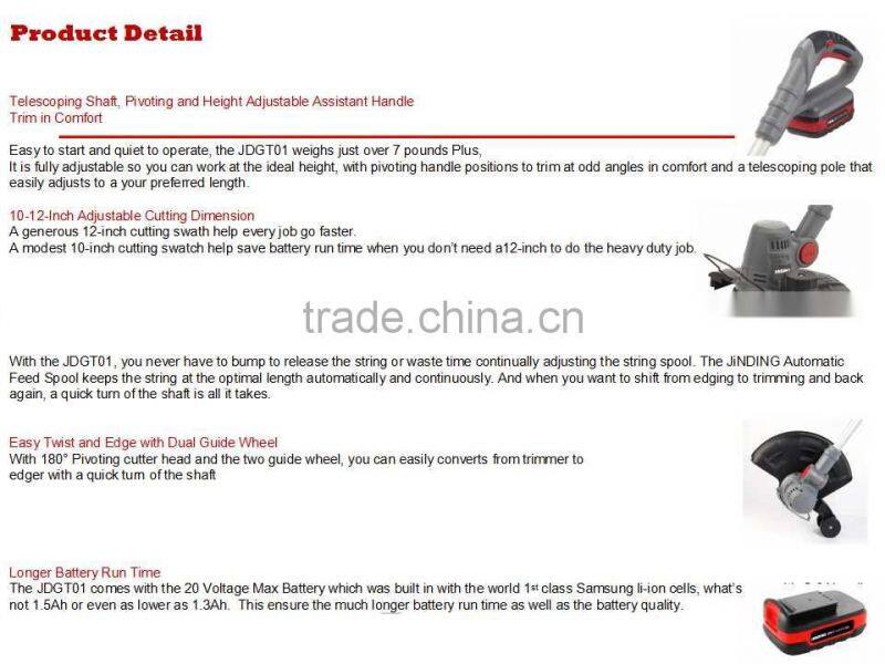 20V Bundle Kit Cordless Li-ion Battery DC Motor Grass Trimmer Cordless Blower Garden Tools China