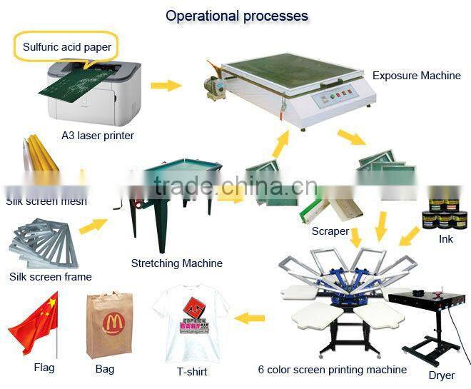 6 color t-shirt screen printing machine