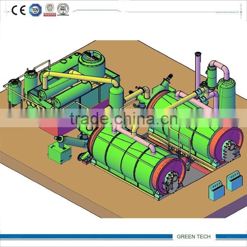 Twin style waste plastic and tire recycling machines getting pyrolysis oil 20ton per day