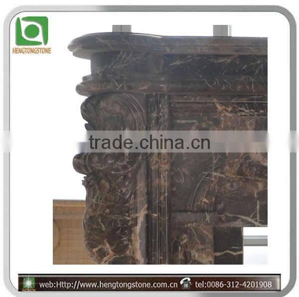 Coffee Color Stone Carved Figure Fireplace