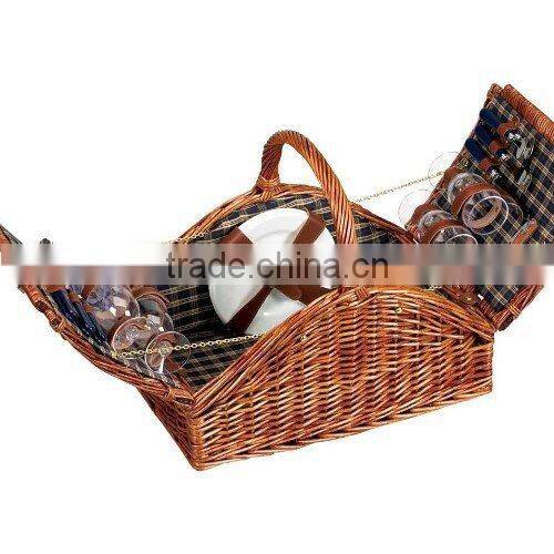 woven willow picnic basket square sahaped ,fully lined