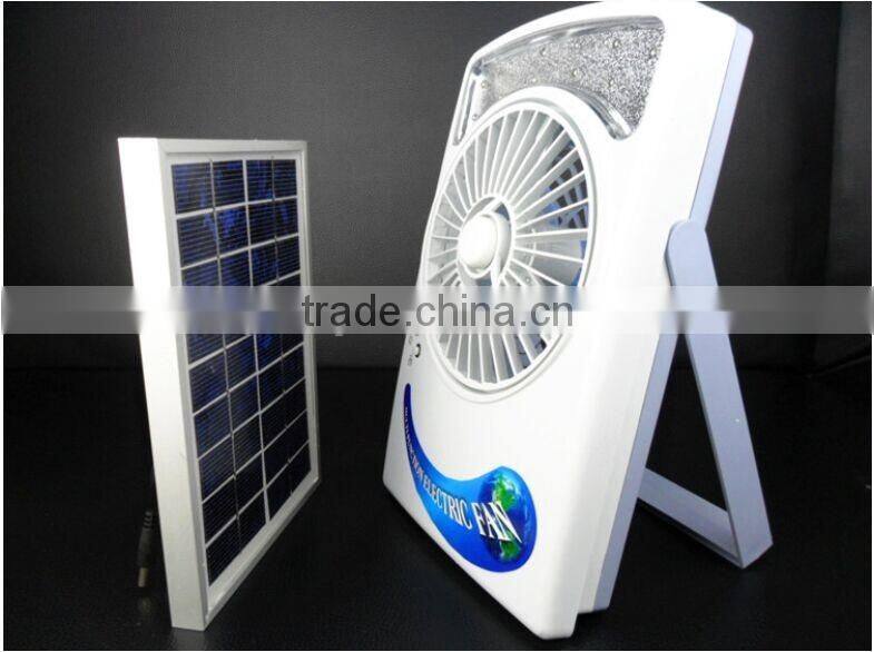 Hot Sale 3 in 1 Multifunction 6 inch Solar Fan Rechargeable Emergency LED Light