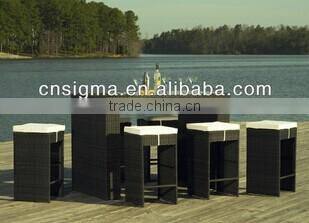 2017 Trade Assurance SIGMA Hot sale luxury comfortable synthetic round rattan metal pool tea table furniture