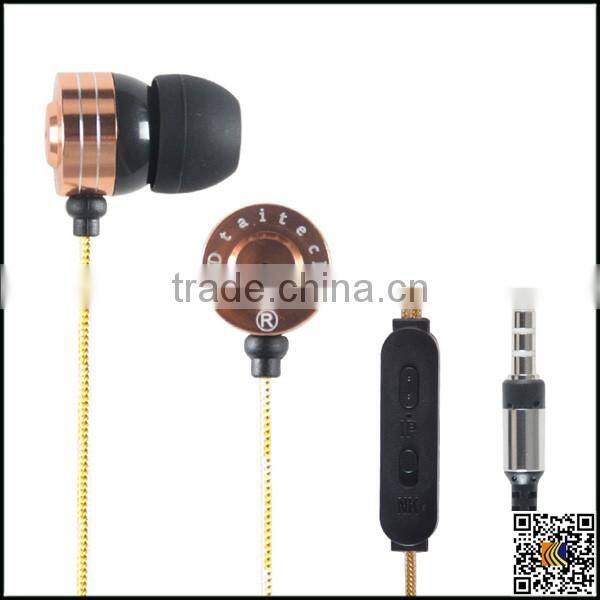 Metal aluminum wire ear headphones,wire ear headphones