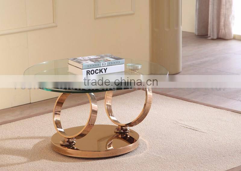 new model round golden stainless steel extendable coffee table