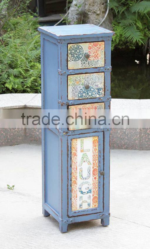 top quanlity antique fresh blue wooden flower rack