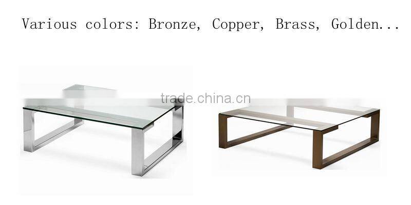Bronze stainless steel base glass coffee table