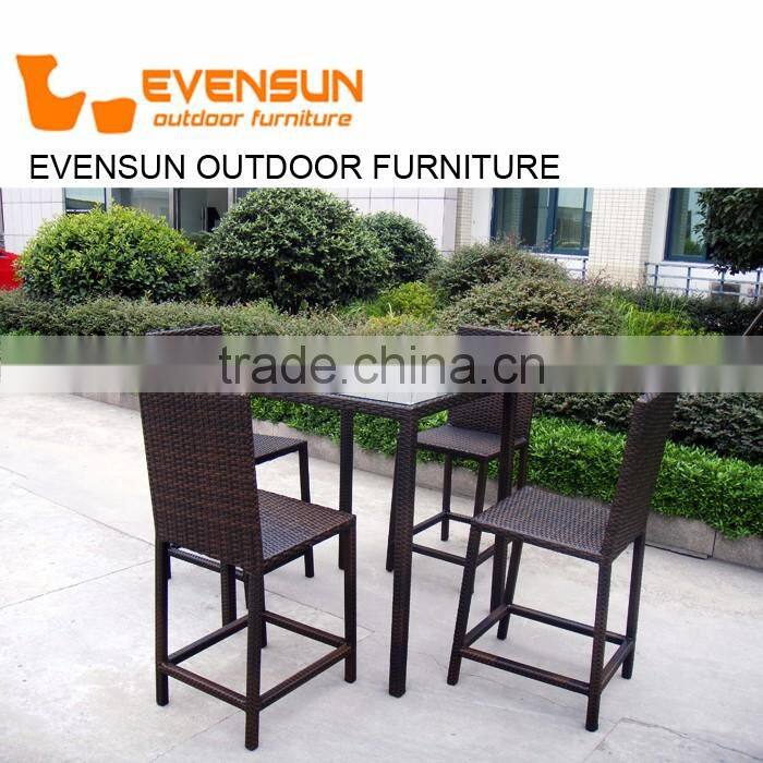evensun rattan Outdoor Patio Plastic Resin Rattan Weaving Wicker High Back Bar Chairs