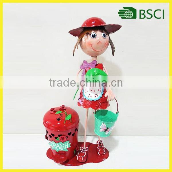 Special metal antique flower pot with ladybird for garden decoration