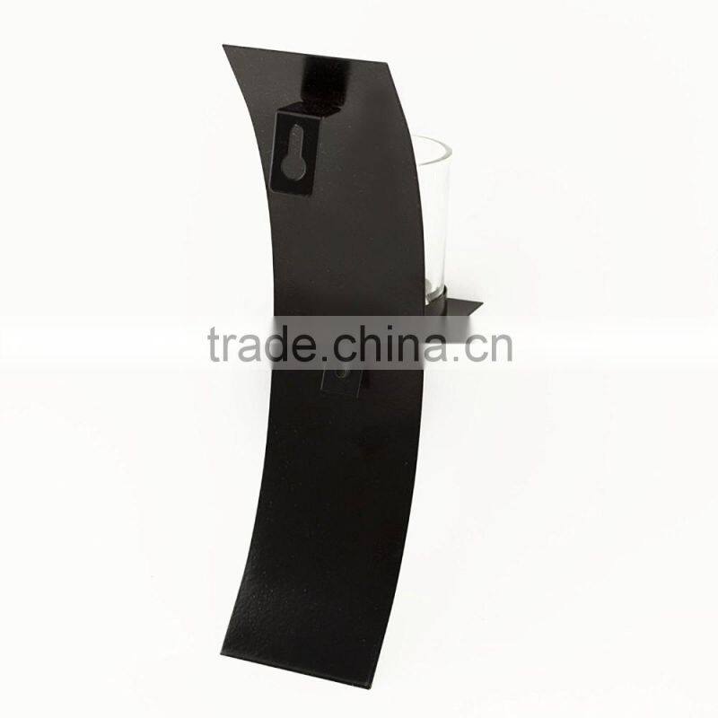 Modern Art Candle Holder Black Metal Wall Sconce Candle Holder