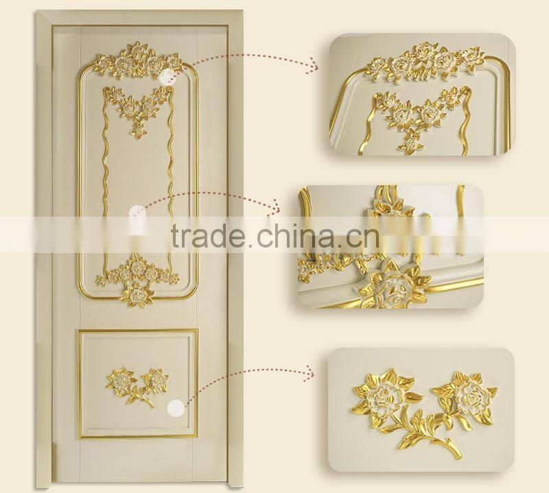 High End European Imperial Style Rome Framed Decorative Solid Wood Carving Double Door Painted in White and Gold BF12-05234c