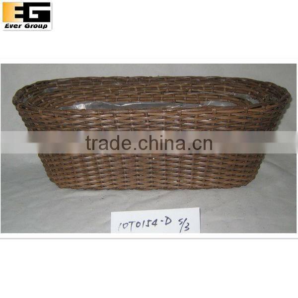 oval rattan woven plant stands w/pvc