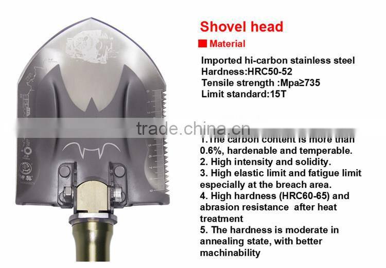 New Idea Aluminum Alloy Outdoor Tactical Survival Gear including Shovel Hoe and Flashlight