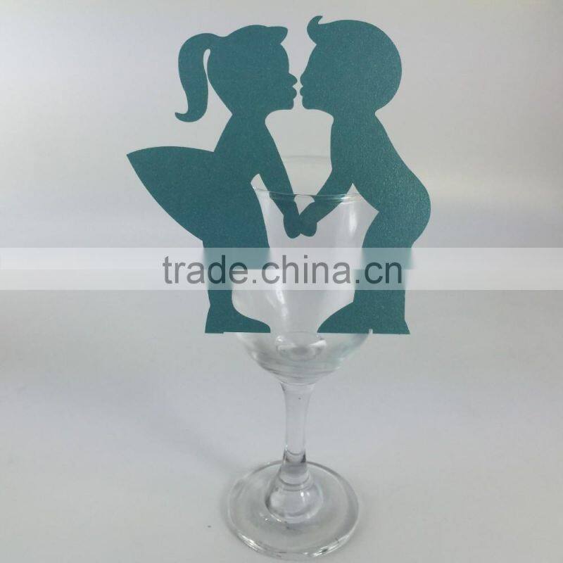 party favors supplier wine glass card laser cut wedding invitation card