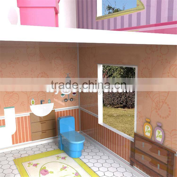 New design lovely girls toy sets wooden miniature house kits W06A235