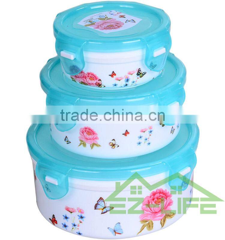 BPA free microwave safe seal plastic refrigerator food keep fresh bowl set 3 pieces/set
