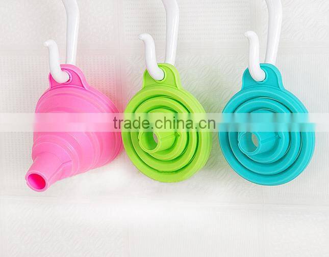 Colorful Foldable Food Grade Silicone mini funnel kitchen funnel