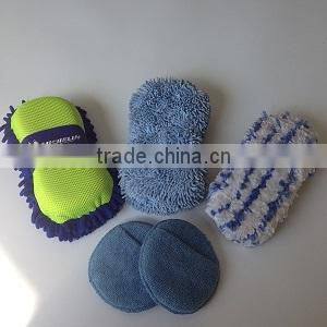 round shape microfiber chenille auto clean sponge with handle band