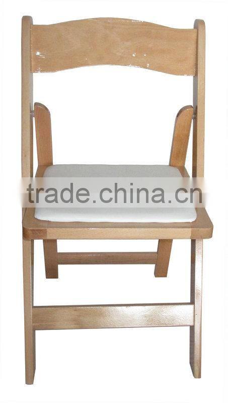 high quality white wedding wood padded folding chair for party rental