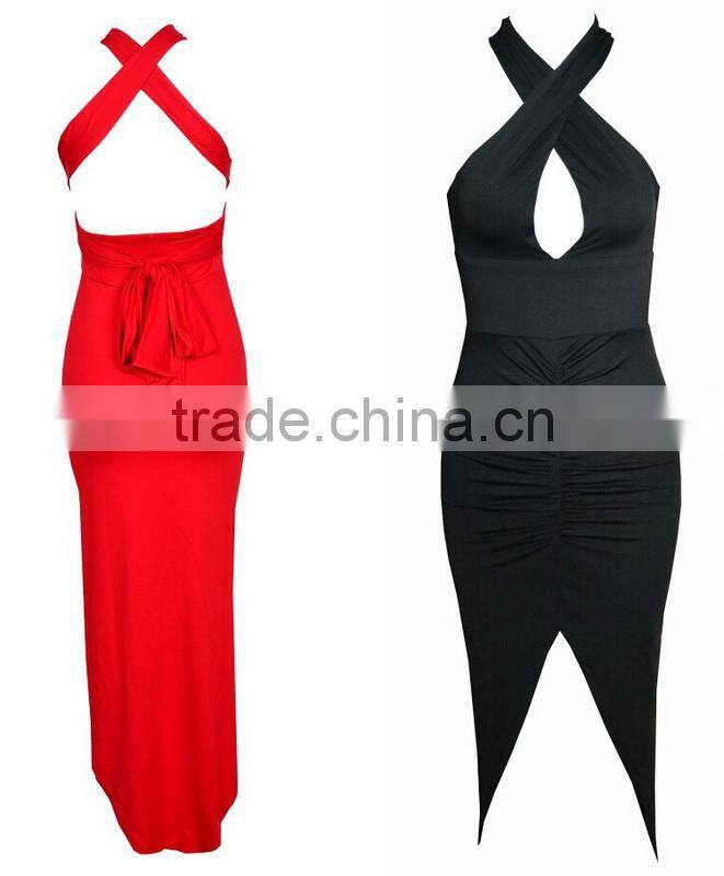 OEM 2015 Summer Solid color Halter Sexy Personality irregular bandage Cocktail dresses