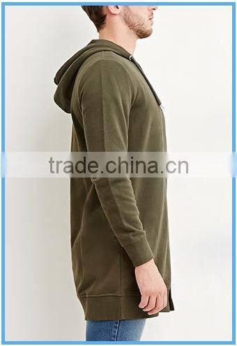 Men's French Terry Zipper Up Longline Hoodie