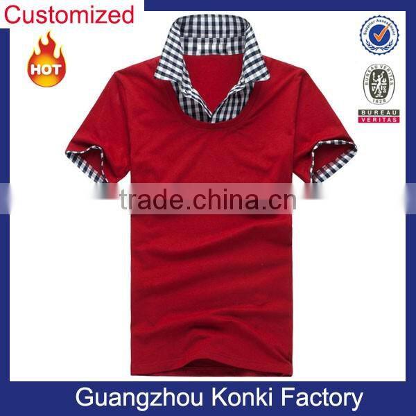 splicing fabric 100% double pique cotton custom polo shirt