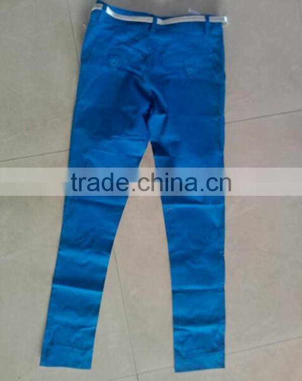 cotton/spandex blue excess inventory pant stock