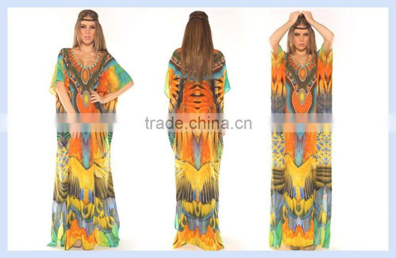 Indian Girls Kaftan Sexy Wear Poncho Fashionable Caftan Dress Poly Silk Girls Long Kaftan