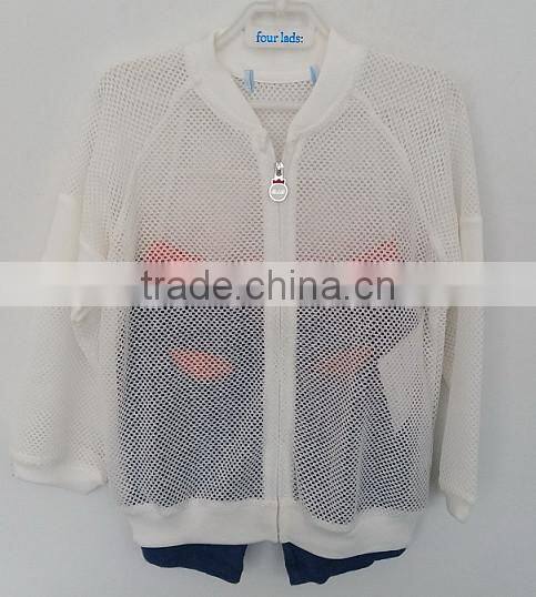 cute boys sun-protective coat and knit printed shorts 2pcs suits